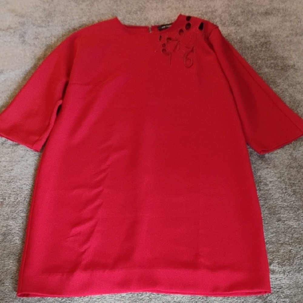 Cop. Copine Broderie Number Dress Carmin Brick Red